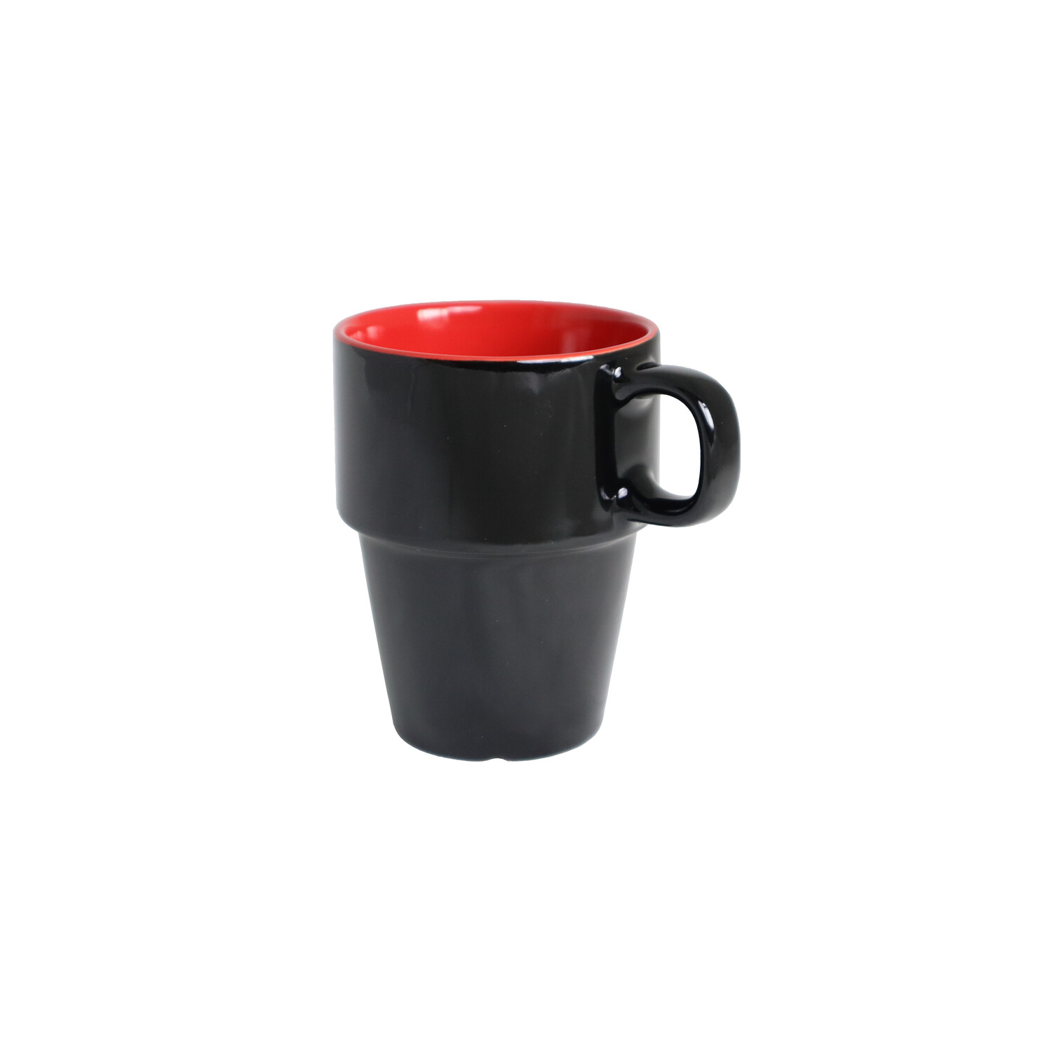 Stengodsmugg Stapla 23cl | svart/röd